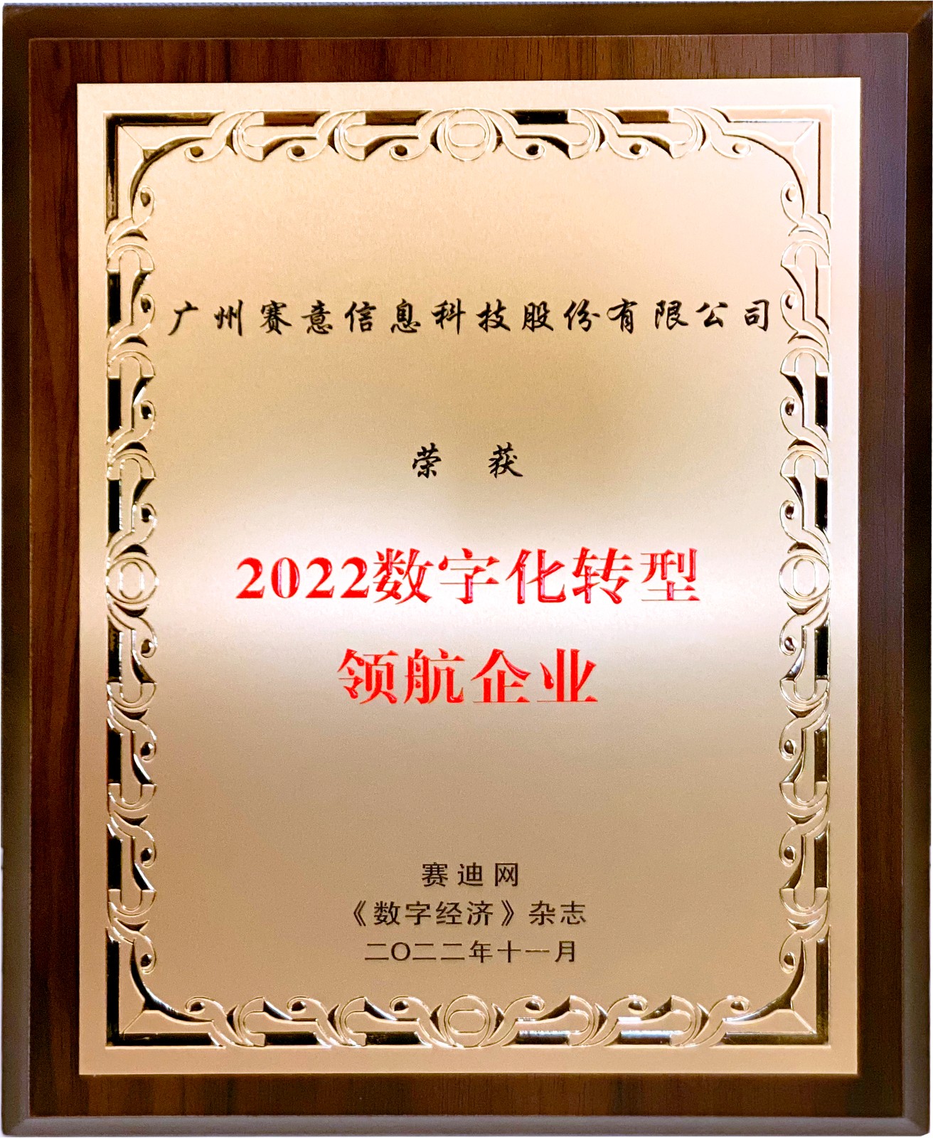 喜訊！賽意信息獲“2022年數字化轉型領航企業”